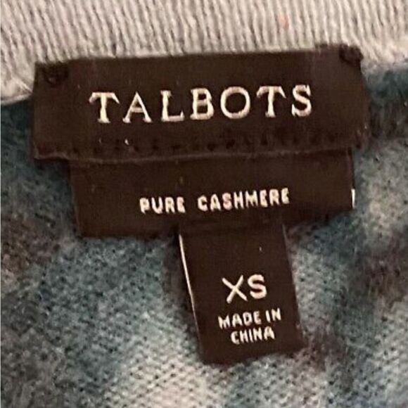 Talbots Pure Cashmere Teal Feather Sweater - Picture 15 of 16